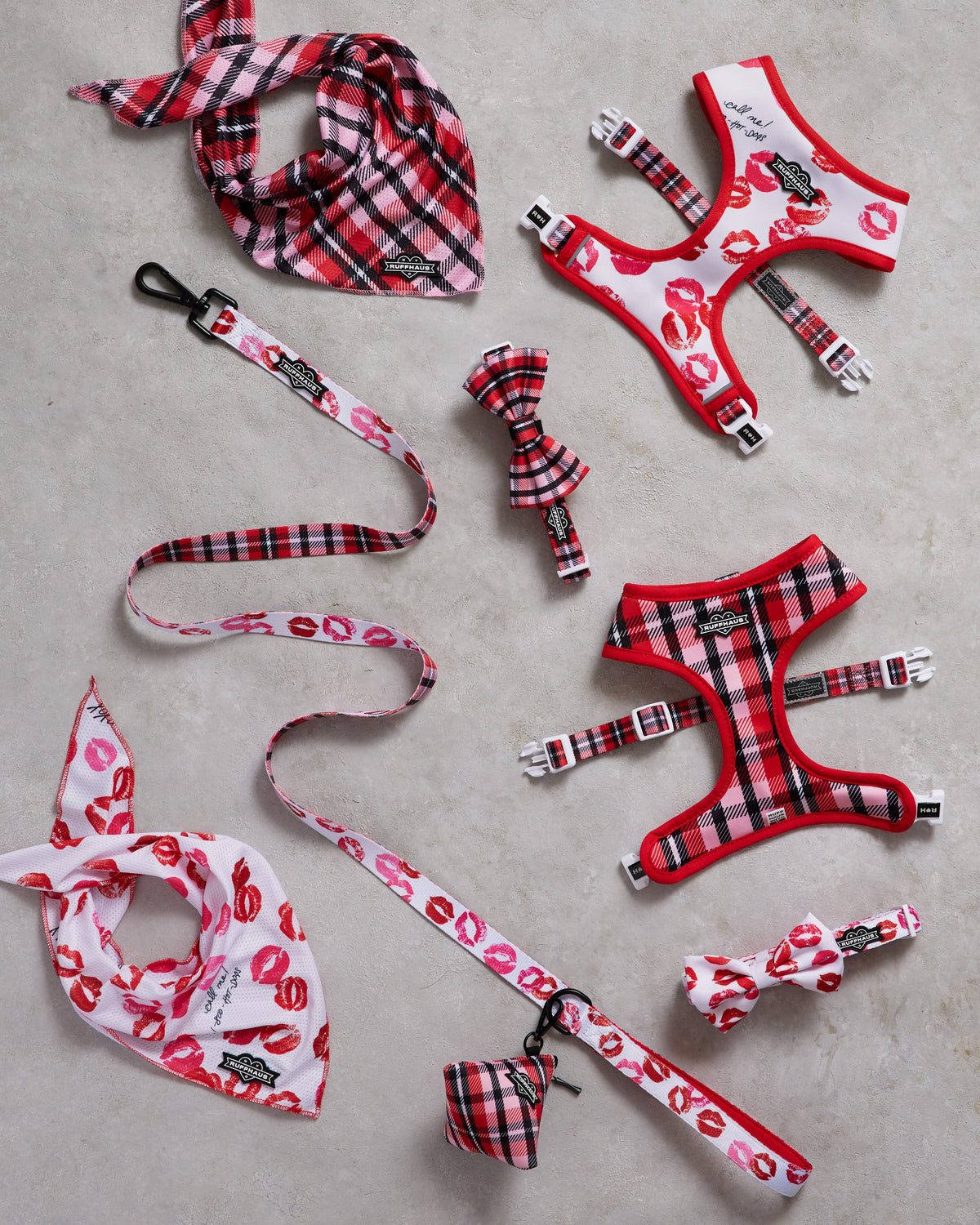 Puppy Love Plaid Collar & Bow Tie