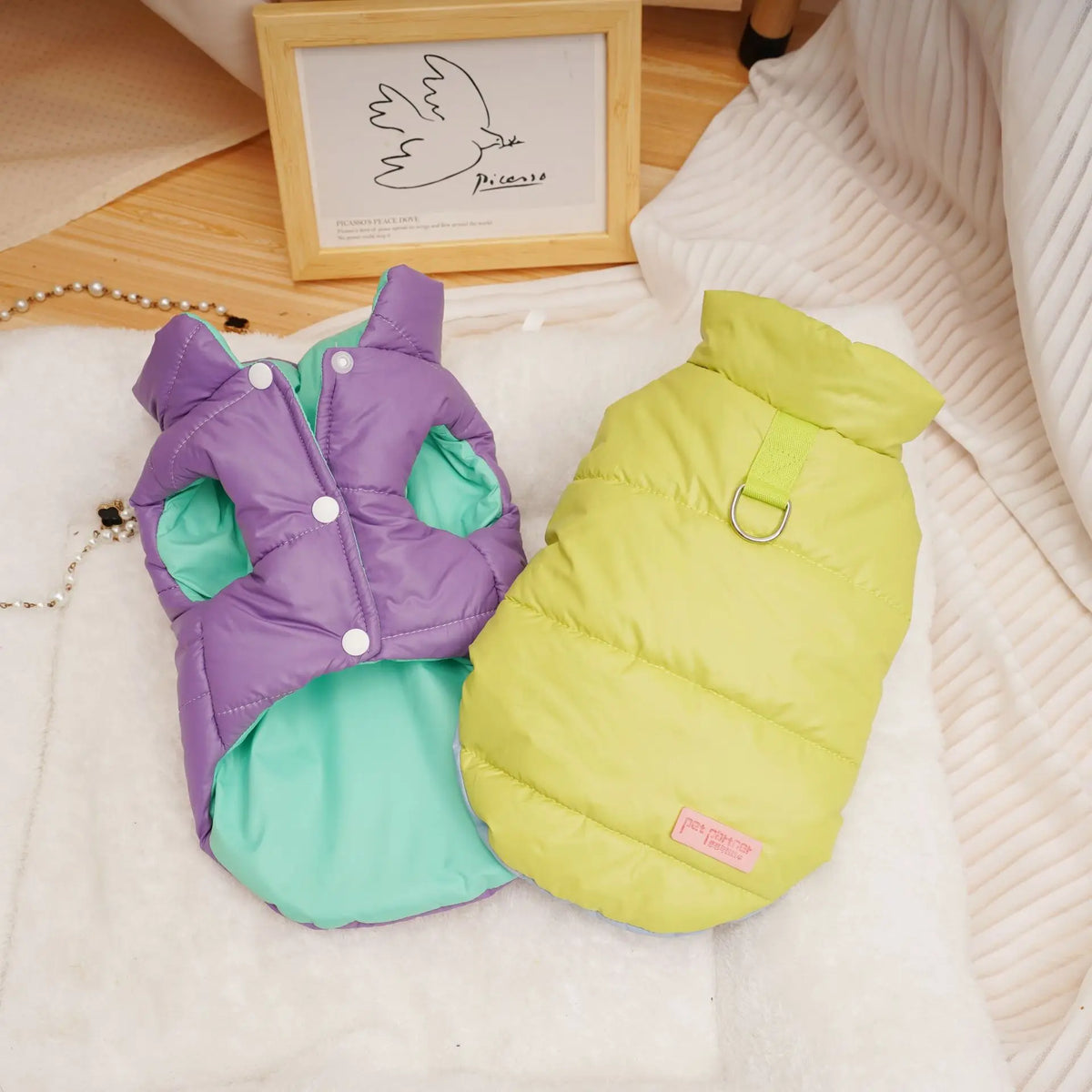 Reversible Puffer Vest with Leash Ring